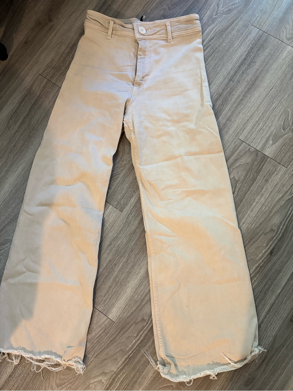 Marine flare Zara Light Beige High-Rise Wide Leg Trousers